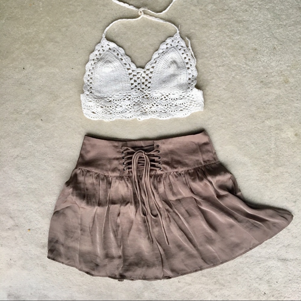 Satin Drawstring Skirt